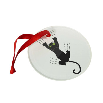 cat grabbing, Χριστουγεννιάτικο στολίδι γυάλινο 9cm