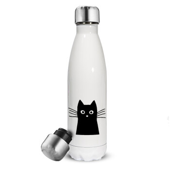 Black Cat, Metal mug thermos White (Stainless steel), double wall, 500ml