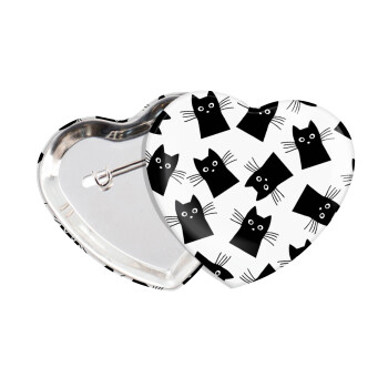 Μαύρη γάτα, Κονκάρδα παραμάνα καρδιά (57x52mm)
