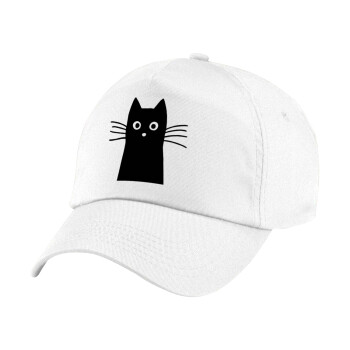 Black Cat, Καπέλο παιδικό Baseball, 100% Βαμβακερό Twill, Λευκό (ΒΑΜΒΑΚΕΡΟ, ΠΑΙΔΙΚΟ, UNISEX, ONE SIZE)