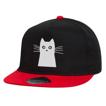 Black Cat, Children's Flat Snapback Hat, Black/Red (100% COTTON, CHILDREN'S, UNISEX, ONE SIZE)