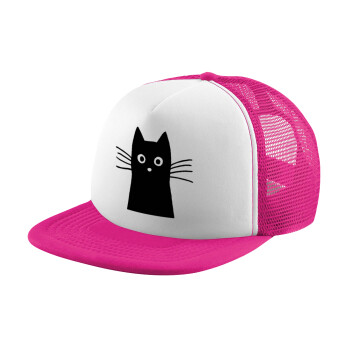 Black Cat, Child's Soft Trucker Hat with Pink/White Mesh (POLYESTER, CHILD, ONE SIZE)