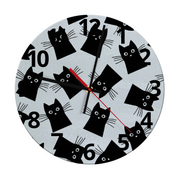 Μαύρη γάτα, Ρολόι τοίχου γυάλινο (30cm)