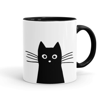 Black Cat, Mug colored black, ceramic, 330ml