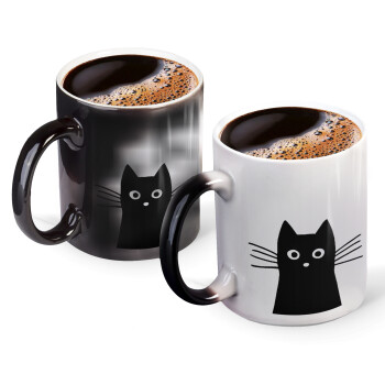 Black Cat, Color changing magic Mug, ceramic, 330ml when adding hot liquid inside, the black colour desappears (1 pcs)