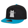 Child's Flat Snapback Hat, Black/Blue (100% COTTON, CHILD, UNISEX, ONE SIZE)