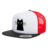 Adult Foam Flat Snapback with Mesh Black-White-Red (POLYESTER, ADULT, UNISEX, ONE SIZE)