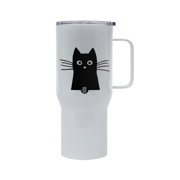 Black Cat, Mega Stainless steel Tumbler with lid, double wall 750L