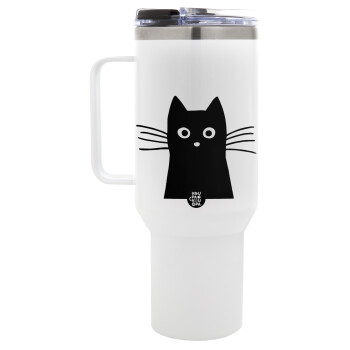 Μαύρη γάτα, Mega Tumbler με καπάκι, διπλού τοιχώματος (θερμό) 1,2L