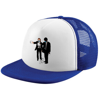 Pulp Fiction 3 meter away, Child's Soft Trucker Hat with Blue/White Mesh (POLYESTER, CHILD, ONE SIZE)