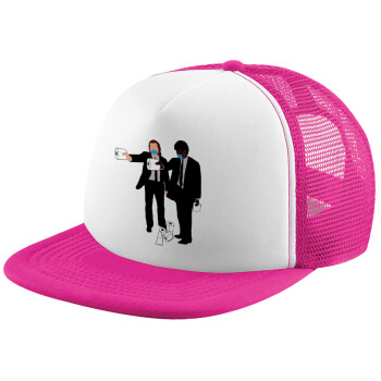 Pulp Fiction 3 meter away, Child's Soft Trucker Hat with Pink/White Mesh (POLYESTER, CHILD, ONE SIZE)