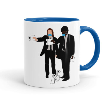 Pulp Fiction 3 meter away, Mug colored blue, ceramic, 330ml