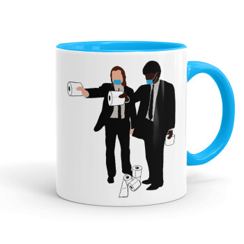 Pulp Fiction 3 meter away, Mug colored light blue, ceramic, 330ml