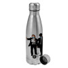 Metallic water bottle, stainless steel, 750ml