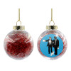 Transparent Christmas tree ball ornament with red filling 8cm