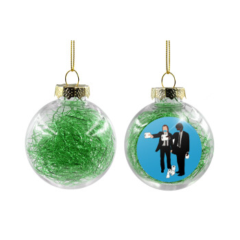 Pulp Fiction 3 meter away, Transparent Christmas tree ball ornament with green filling 8cm