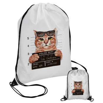 Cool cat, Pouch bag with black cords (1 piece)