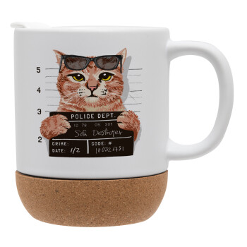 Cool cat, Ceramic coffee mug Cork (MAT), 330ml (1pcs)