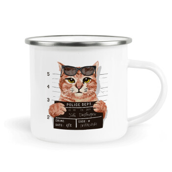 Cool cat, Metallic enamel cup white 360ml