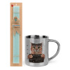 Easter Set, metallic thermal cup (300ml) & aromatic flat Easter candle (30cm) (TURQUOISE)