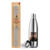 Easter Set, metallic stainless thermos flask (500ml) & scented flat Easter candle (30cm) (GRAY)