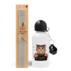 Easter Set, metallic aluminum water bottle (500ml) & aromatic flat Easter candle (30cm) (GRAY)