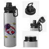 Metallic water bottle with safety cap, 850ml aluminum