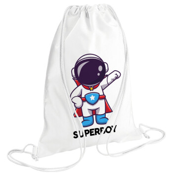 Little astronaut, Backpack pouch GYMBAG white (28x40cm)