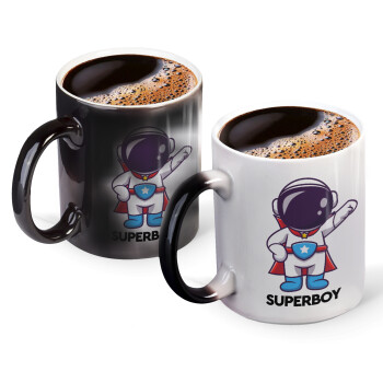 Little astronaut, Color changing magic Mug, ceramic, 330ml when adding hot liquid inside, the black colour desappears (1 pcs)