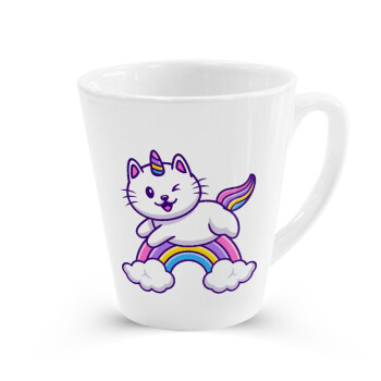 Cute cat unicorn, Κούπα κωνική Latte Λευκή, κεραμική, 300ml