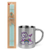 Easter Set, metallic thermal cup (300ml) & aromatic flat Easter candle (30cm) (TURQUOISE)