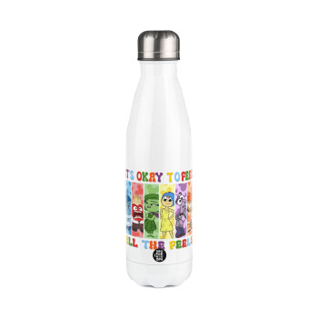 Inside Out It's Okay To Feel All The Feels , Metal mug thermos White (Stainless steel), double wall, 500ml
