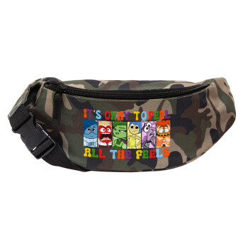 Inside Out It's Okay To Feel All The Feels , Unisex waist bag (banana) in Jungle camouflage color with 2 pockets