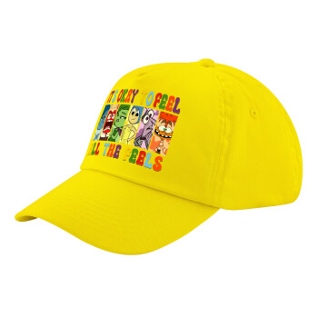 Inside Out It's Okay To Feel All The Feels , Child's Baseball Cap, 100% Cotton Twill, Yellow (COTTON, CHILD, UNISEX, ONE SIZE)