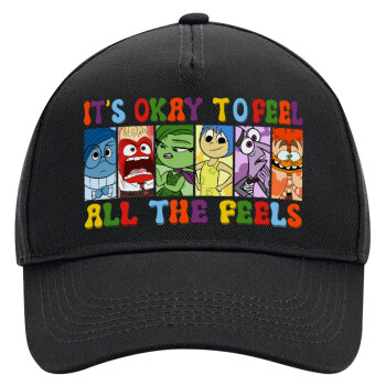 Inside Out It's Okay To Feel All The Feels , Adult Ultimate Hat BLACK, (100% COTTON DRILL, ADULT, UNISEX, ONE SIZE)