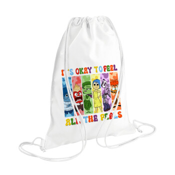 Inside Out It's Okay To Feel All The Feels , Backpack pouch GYMBAG white (28x40cm)