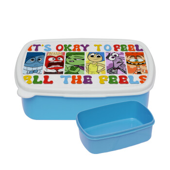 Inside Out It's Okay To Feel All The Feels , ΜΠΛΕ παιδικό δοχείο φαγητού (lunchbox) πλαστικό (BPA-FREE) Lunch Βox M18 x Π13 x Υ6cm