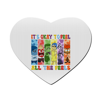 Inside Out It's Okay To Feel All The Feels , Mousepad καρδιά 23x20cm