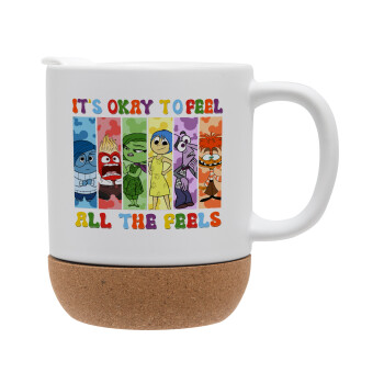 Inside Out It's Okay To Feel All The Feels , Ceramic coffee mug Cork (MAT), 330ml (1pcs)