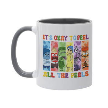 Inside Out It's Okay To Feel All The Feels , Mug colored grey, ceramic, 330ml