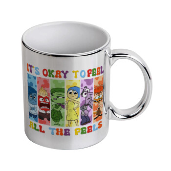 Inside Out It's Okay To Feel All The Feels , Mug ceramic, silver mirror, 330ml