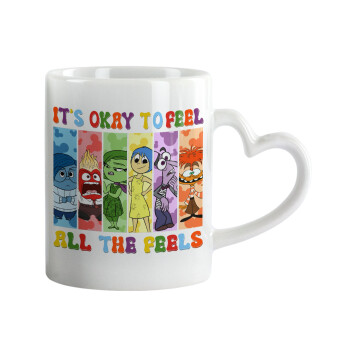 Inside Out It's Okay To Feel All The Feels , Mug heart handle, ceramic, 330ml