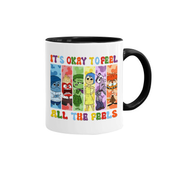 Inside Out It's Okay To Feel All The Feels , Mug colored black, ceramic, 330ml