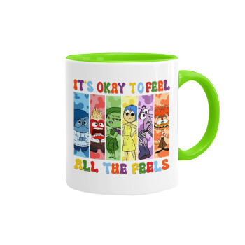 Inside Out It's Okay To Feel All The Feels , Mug colored light green, ceramic, 330ml