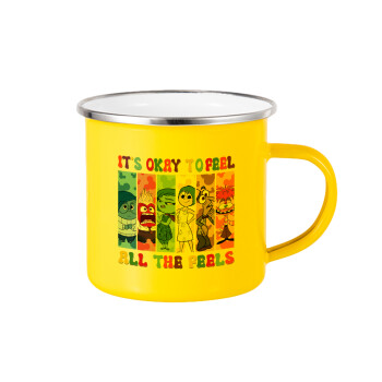 Inside Out It's Okay To Feel All The Feels , Yellow Enamel Metallic Cup 360ml