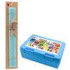 Easter Set, children's snack container BLUE & Easter aromatic flat candle (30cm) (TURQUOISE)