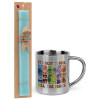 Easter Set, metallic thermal cup (300ml) & aromatic flat Easter candle (30cm) (TURQUOISE)