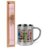 Easter Set, metallic thermal cup (300ml) & aromatic flat Easter candle (30cm) (PINK)