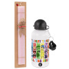 Easter Set, metallic aluminum bottle (500ml) & aromatic flat Easter candle (30cm) (PINK)