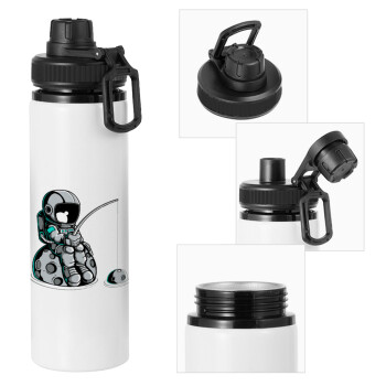 Little astronaut fishing, Metal water bottle with safety cap, aluminum 850ml